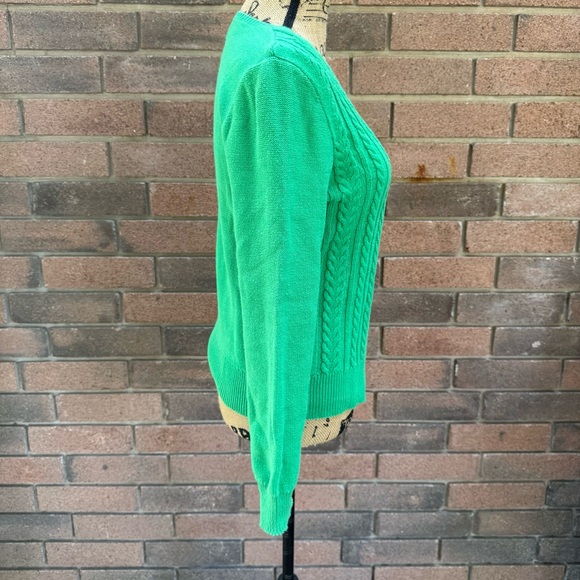 Chaps Emerald Green V-Neck Cable-Knit Sweater Size Large - Picture 3 of 6